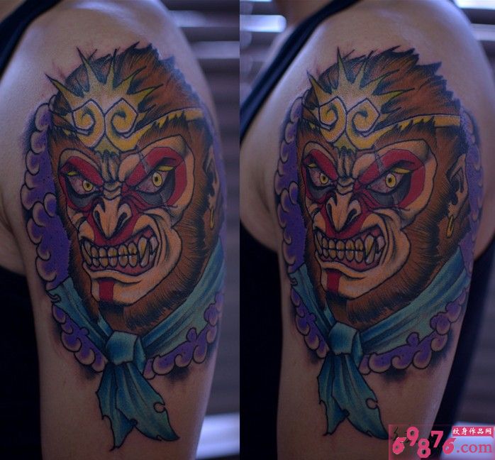 暴躁的猴子花臂纹身图片