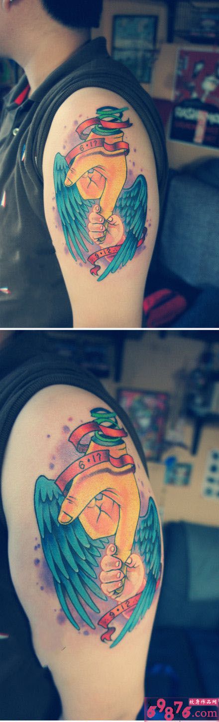 翅膀与手创意手臂纹身图片