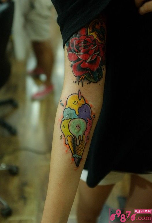 可爱冰淇淋手臂纹身图片