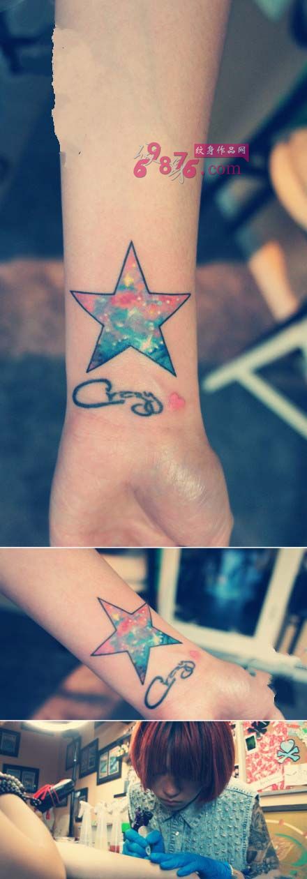 个性梦幻小星空五角星纹身图片