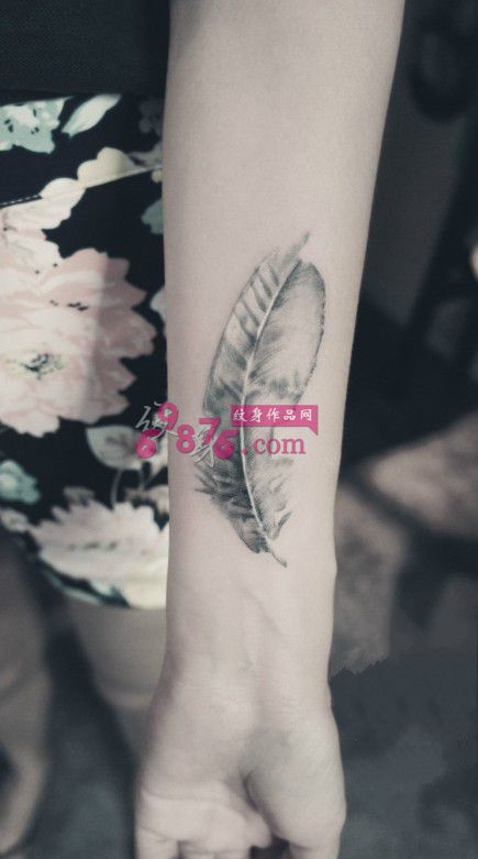 水墨风小羽毛清新纹身图片