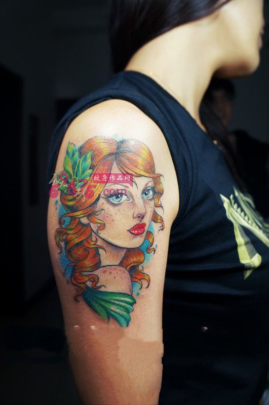 school风肖像手臂纹身图片