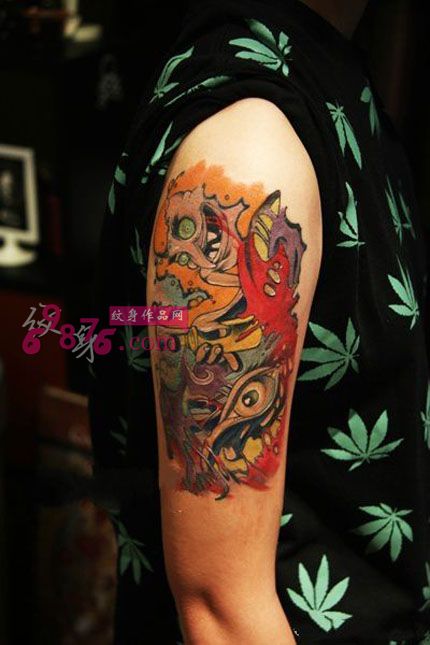 个性涂鸦花臂时尚纹身图片