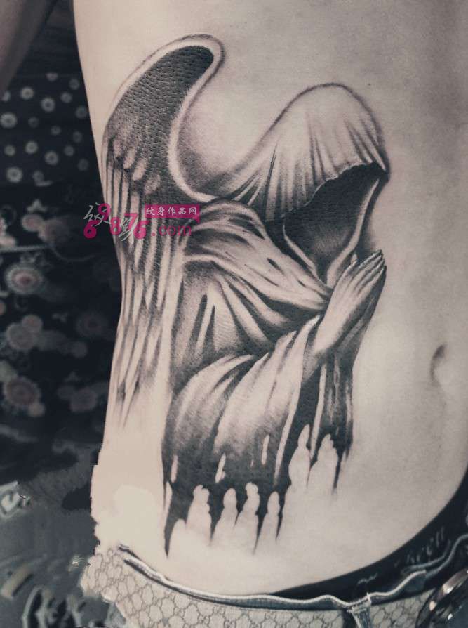 欧美死神侧腰纹身图片