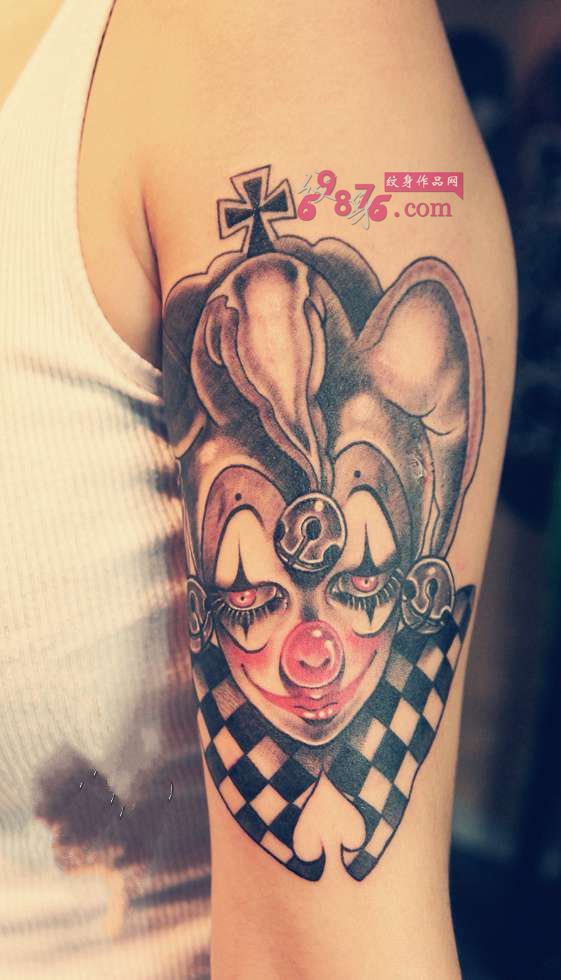 创意面具小丑手臂纹身图片