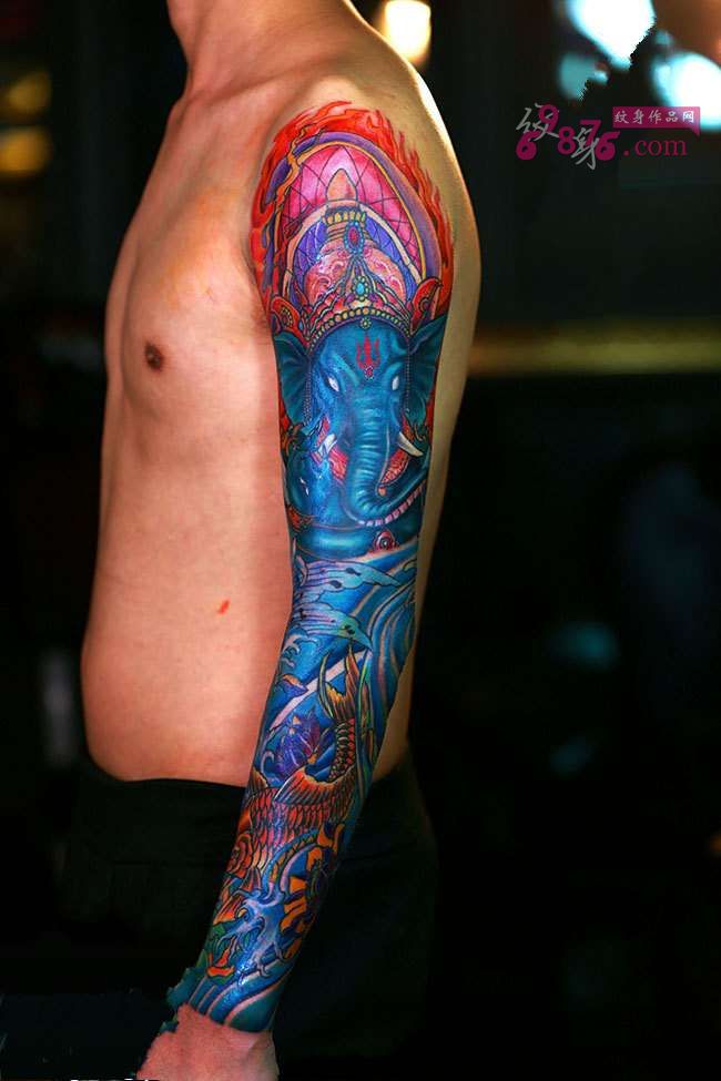 霸气象神花臂个性纹身图片
