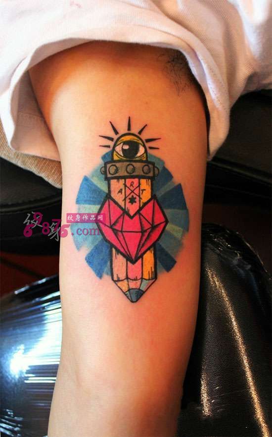 创意手臂内侧卡通铅笔纹身图片