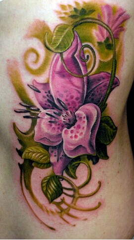 肩部立体3D花藤纹身图图片