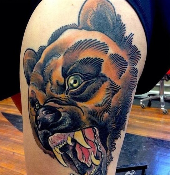 手臂school熊纹身图案图片