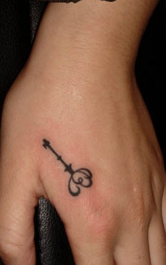 一款手指钥匙纹身图案图片
