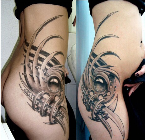 性感芊腰美女腰部感性机械零件纹身图图片缩略频道推荐图