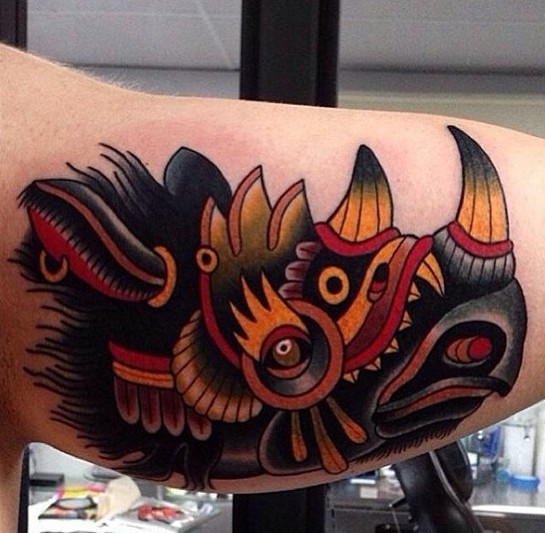 推荐一款手臂school犀牛纹身图案图片