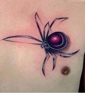 3D立体 男性动感胸部蜘蛛纹身图片