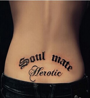 性感女生腰部唯美英文文字纹身图图片