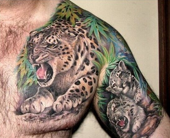 超霸气半钾豹子纹身图案推荐图片