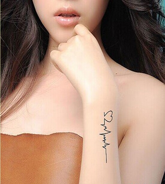 小清新手臂心电图纹身图案图片