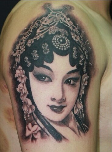 男生手臂精美高清京剧美女花旦纹身图图片