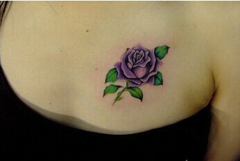 女生胸部漂亮性感紫色玫瑰图案图片