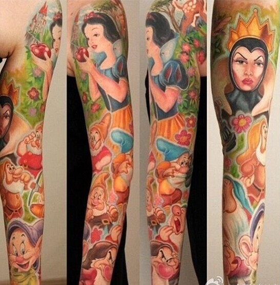 白雪公主花臂纹身图案欣赏图片