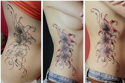 漂亮美女腰部彼岸花纹身图片欣赏图片
