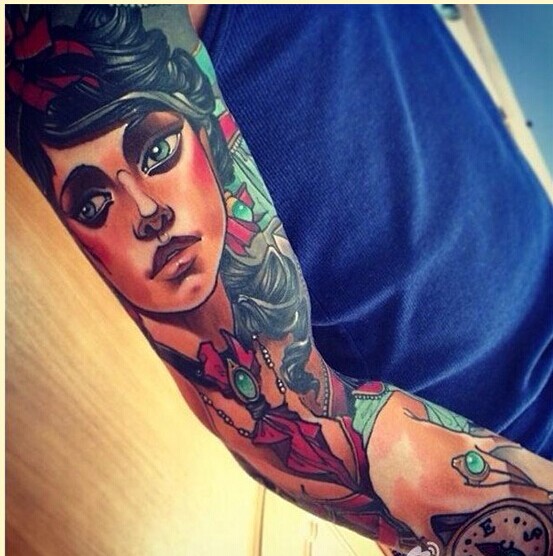 个性school花臂纹身图案推荐图片