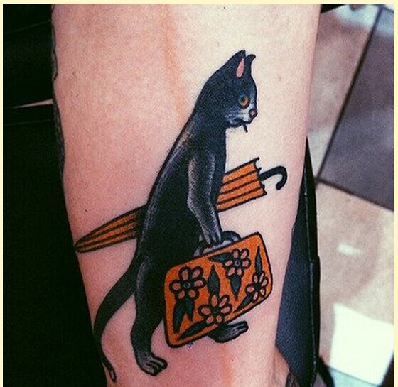 时尚手臂个性猫咪纹身图案图片