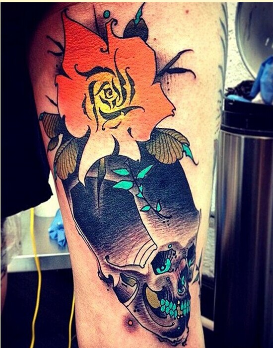 手臂欧美骷髅纹身图案推荐图片