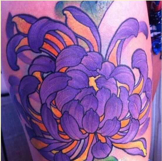 手臂传统漂亮菊花纹身图片欣赏图片