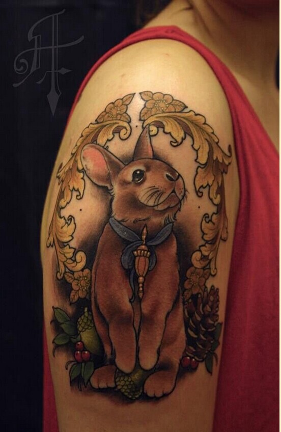 漂亮手臂个性兔子纹身图案图片