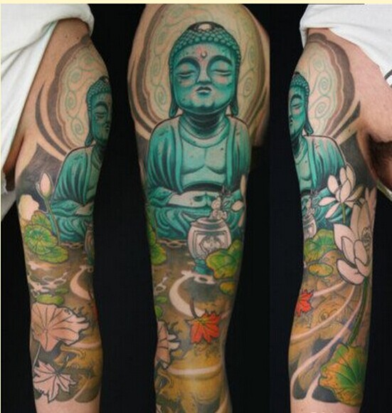 个性手臂时尚彩色佛纹身图案图片