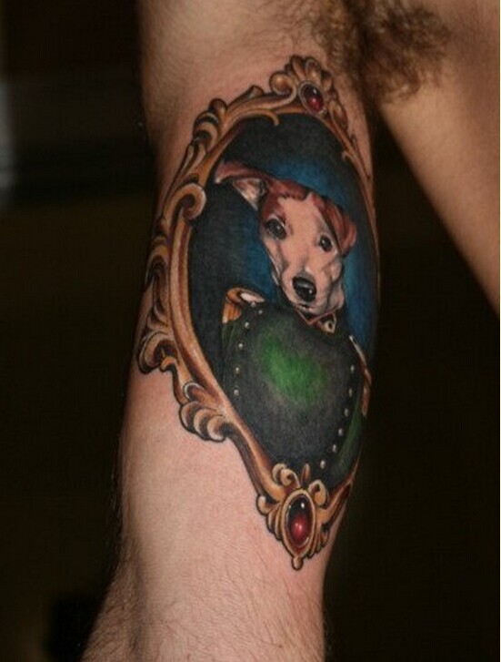 个性手臂时尚漂亮汪星人纹身图案图片