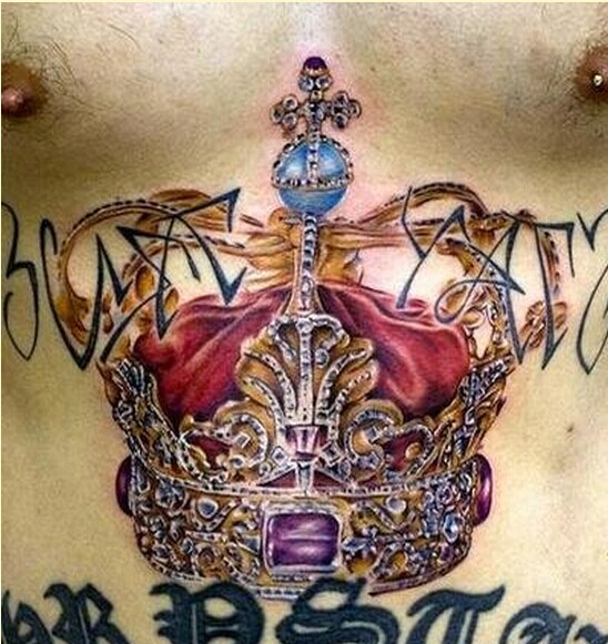 个性胸口漂亮时尚皇冠纹身图案图片