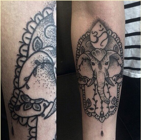 个性手臂时尚点刺象纹身图案推荐图片