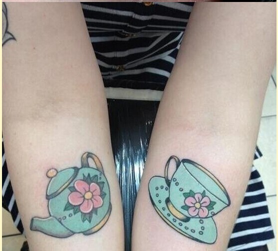 时尚手臂漂亮茶壶茶杯纹身图案图片