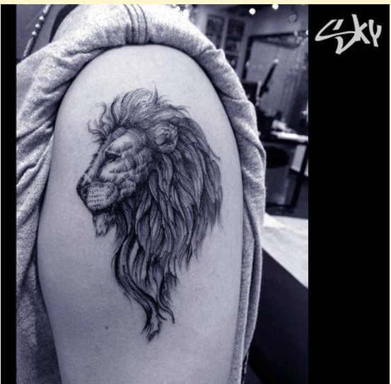 时尚手臂个性狮子头纹身图案图片