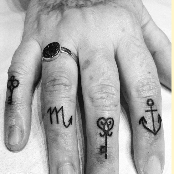 时尚手指星座船锚钥匙纹身图片图片