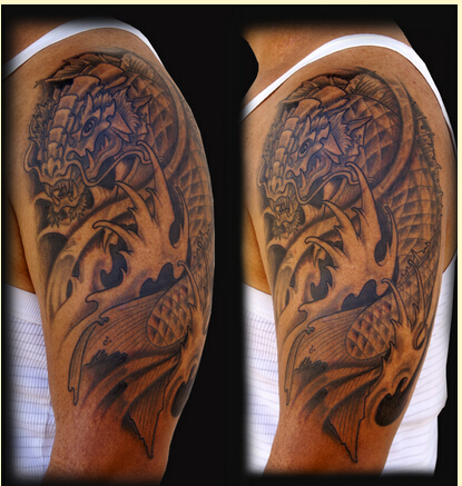 时尚手臂个性欧美鳌鱼纹身图案图片