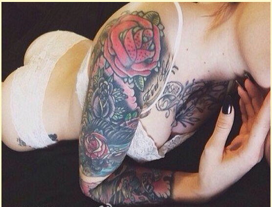 性感女性个性花臂纹身图案图片