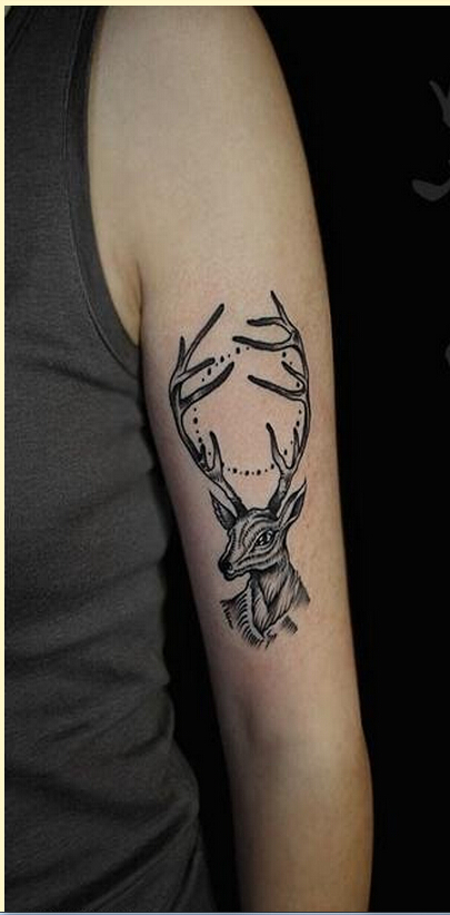 时尚个性胳膊好看的羚羊纹身图案  图片