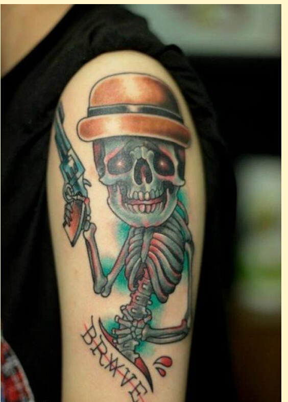 个性时尚手臂好看的骷髅纹身图案图片