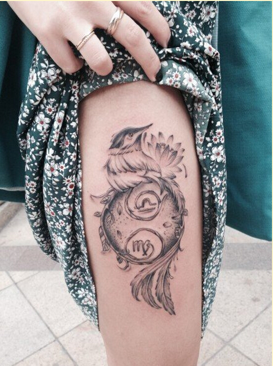 个性女性腿部时尚漂亮的星座纹身图案图片