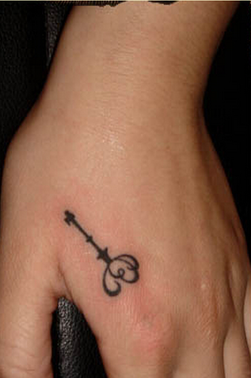 漂亮手指好看的钥匙纹身图案图片