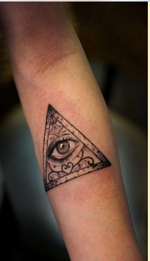 时尚手臂个性好看的全视之眼纹身图案图片