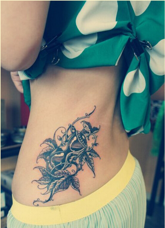 个性时尚侧腰漂亮好看的沙漏纹身图案图片