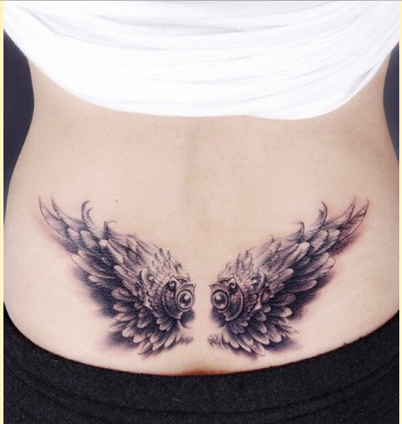 女性腰部漂亮好看的翅膀纹身图案图片