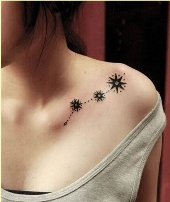 个性女性肩部漂亮好看的星星纹身图案图片