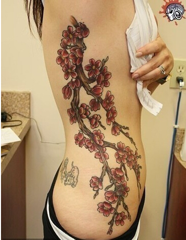 性感女性腰部时尚好看的梅花刺青图片图片