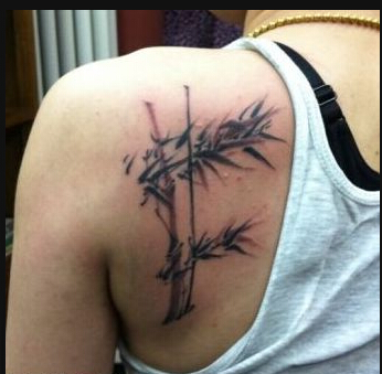 后肩背部精美时尚好看的竹子纹身图案图片