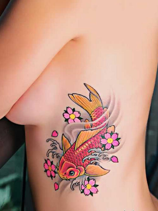 性感女性侧腰部漂亮好看干净的鲤鱼纹图片