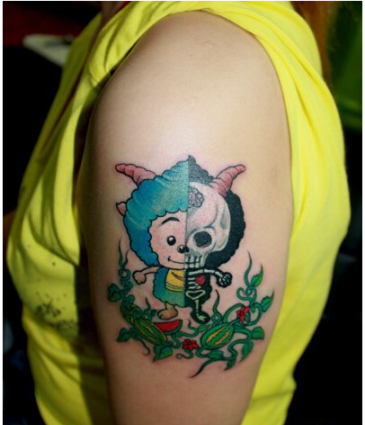 女生手臂漂亮好看的卡通懒羊羊纹身图图片